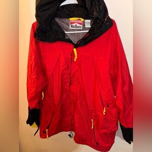 Vintage 1990 Marlboro Adventure Red & Black Waterproof Hooded Jacket size Large